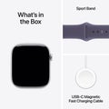 Apple Watch Series 11 GPS + Cellular 46mm Silver Aluminium Case with Purple Fog Sport Band - M/L