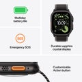 Apple Watch Ultra 3 GPS + Cellular 49mm Black Titanium Case with Black/Charcoal Trail Loop - S/M