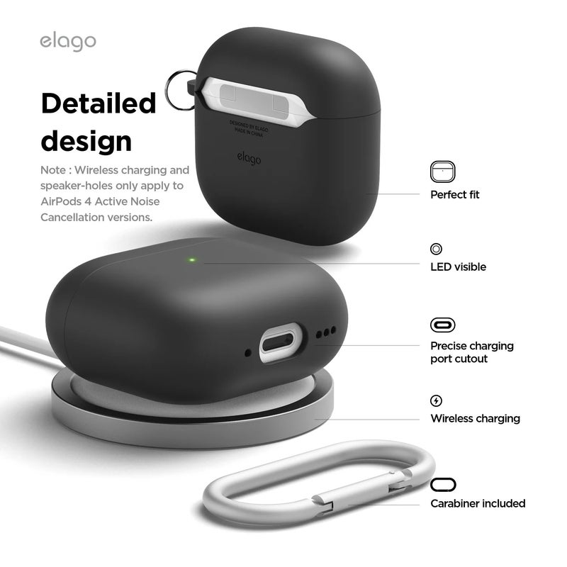 ELAGO Airpods 4th gen Liquid Hybrid Hang Case Black