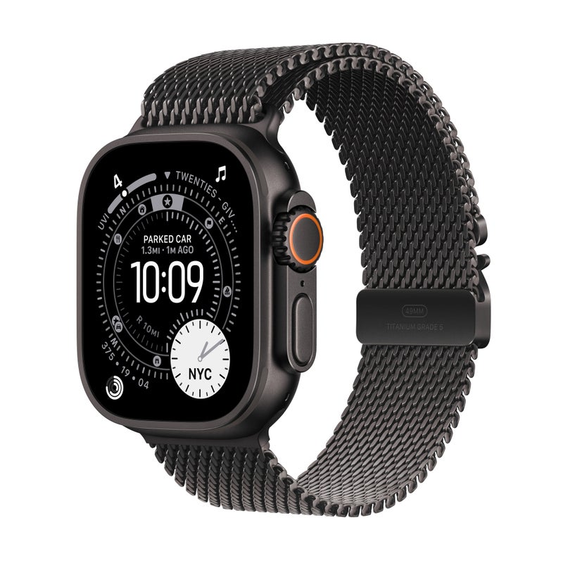Apple Watch Ultra 3 GPS + Cellular 49mm Black Titanium Case with Black Titanium Milanese Loop - Medium