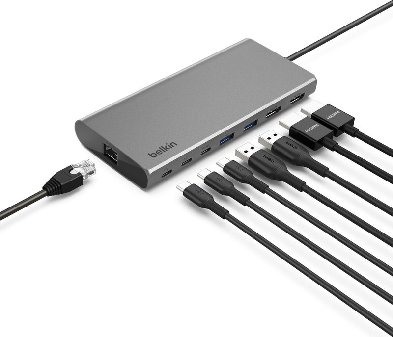 Belkin Connect 8-in-1 Dual Display Core Hub, Grey