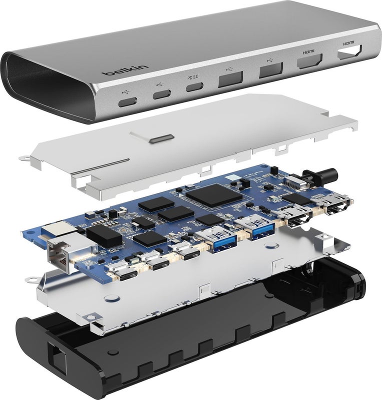 Belkin Connect 8-in-1 Dual Display Core Hub, Grey