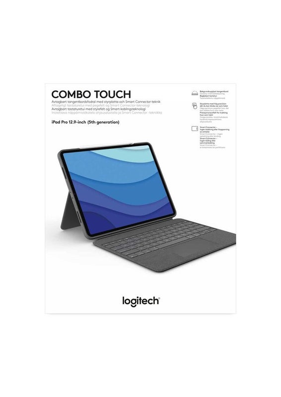 Logitech Combo Touch Keyboard Trackpad for iPad Pro 12,9-inch (5th gen) - Nordic, Grey