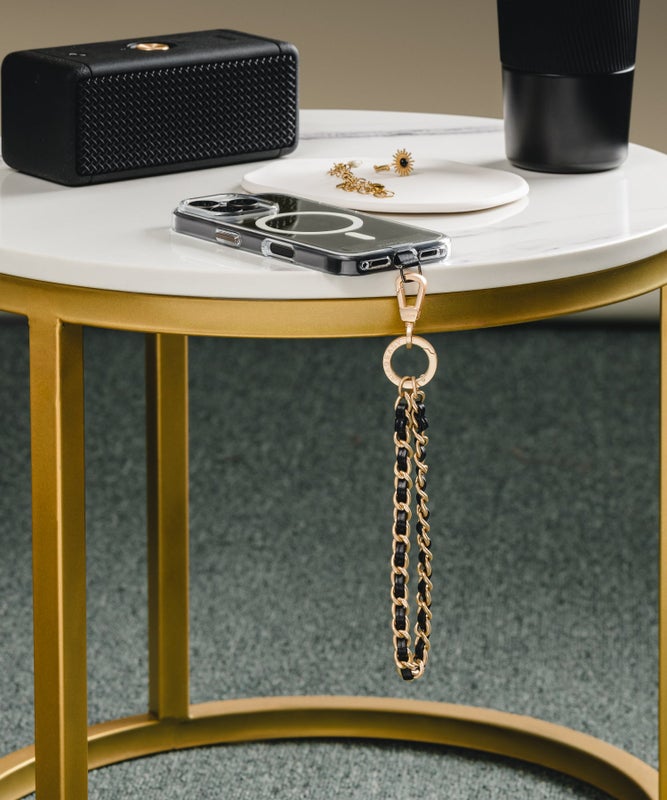 MAGEASY Chic Chain Wrist Strap + Strap Card - 9mm, Black / Matte Gold