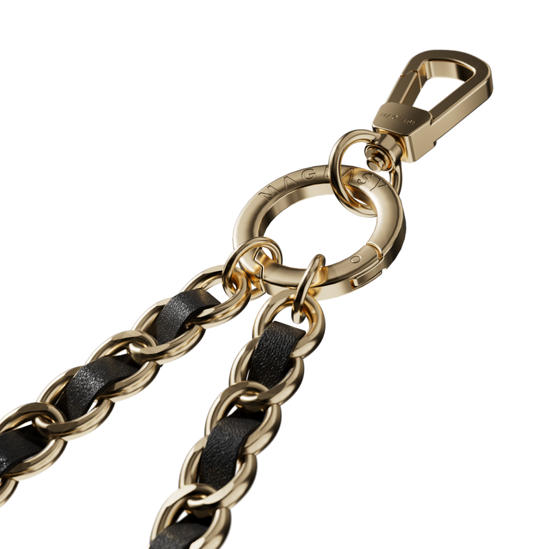 MAGEASY Chic Chain Wrist Strap + Strap Card - 9mm, Black / Matte Gold