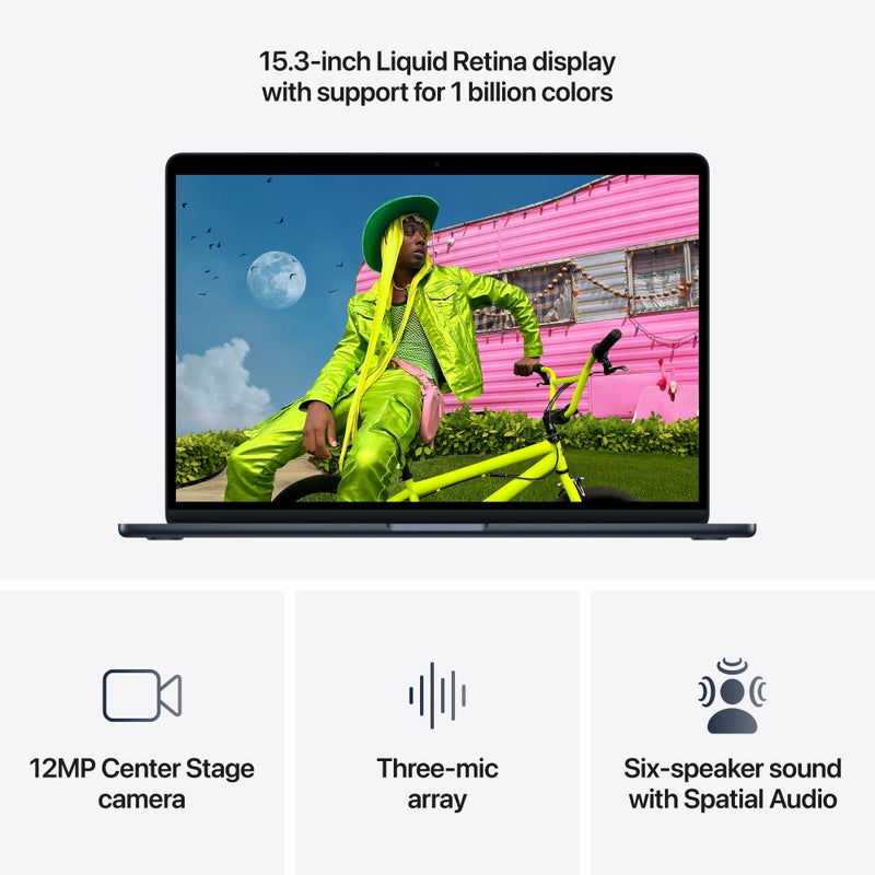 Apple MacBook Air 15" M5 chip with 10‑core CPU and 10‑core GPU, 16GB, 1TB SSD - Midnight