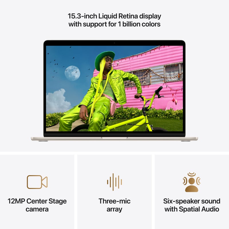 Apple MacBook Air 15" M5 chip with 10‑core CPU and 10‑core GPU, 16GB, 1TB SSD - Starlight