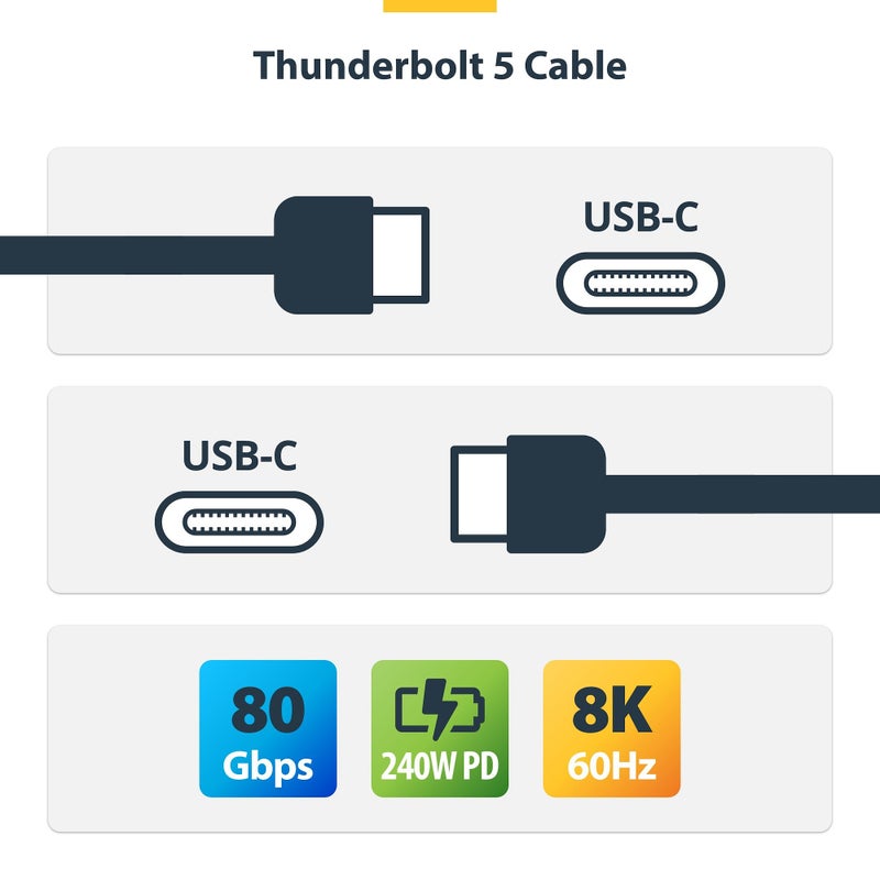 StarTech.com Thunderbolt 5 (USB‑C) cable (50cm)