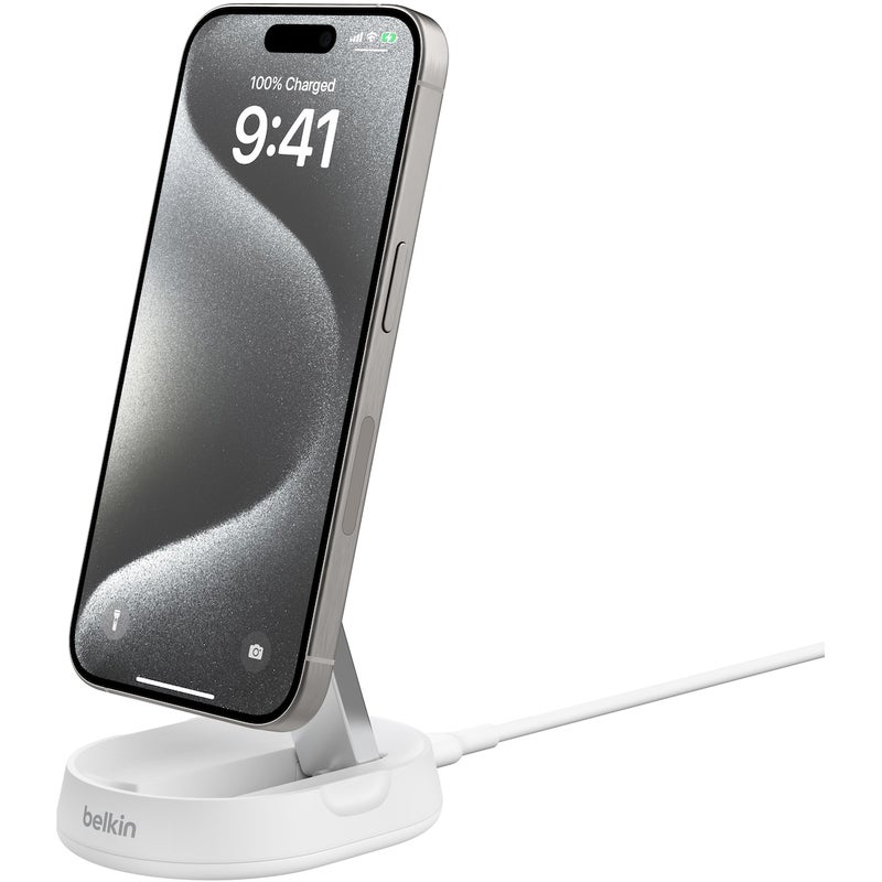 Belkin BoostCharge Pro Convertible Qi2 15w Magnetic Charging Stand, w/PSU, White