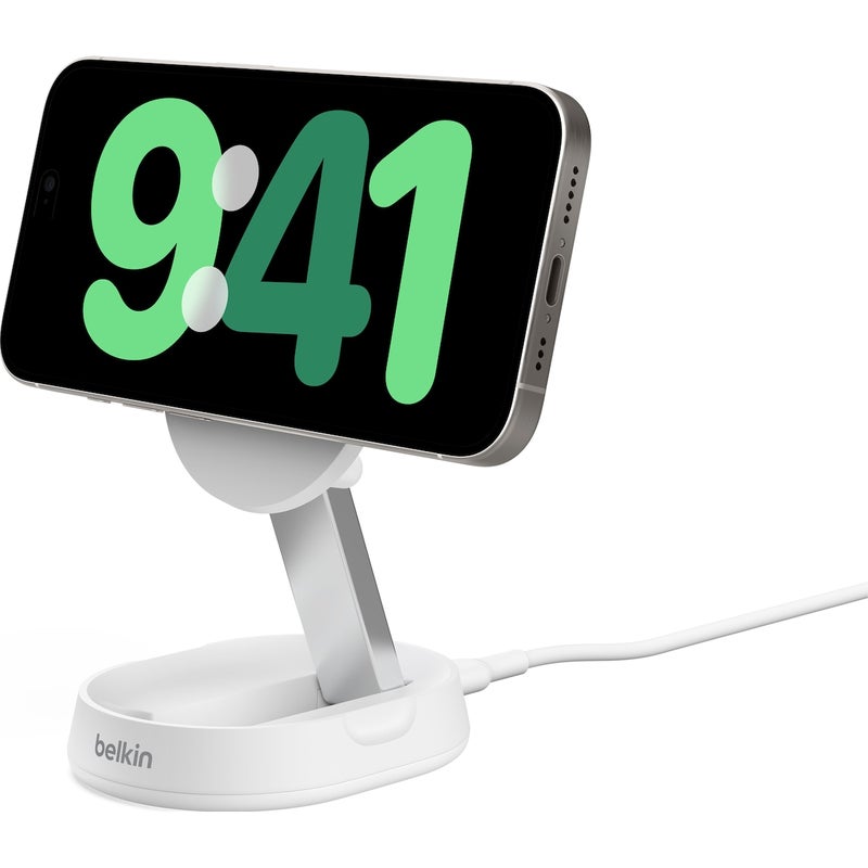 Belkin BoostCharge Pro Convertible Qi2 15w Magnetic Charging Stand, w/PSU, White