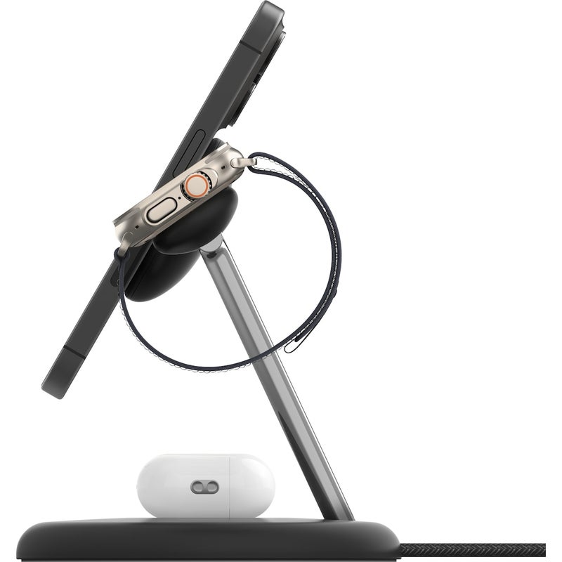 Belkin BoostCharge Pro 3in1 Qi2 15w Magnetic Adjustable Charging Stand, w/PSU, Black